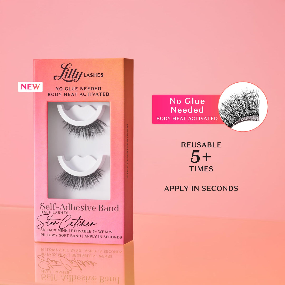 Lilly Lashes Self Adhesive Half Lashes displayed on a model's eye