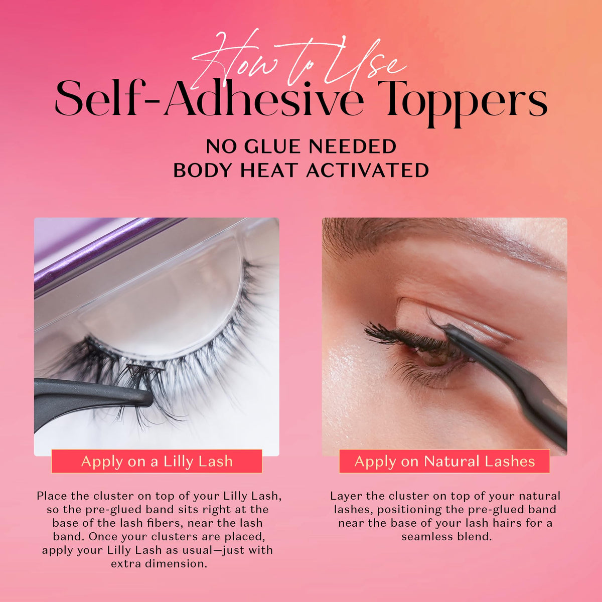Lilly Lashes Self-Adhesive Wispy Flares Lash Clusters close-up of lash clusters