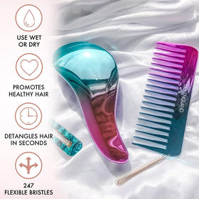 Lily England Detangling Brush and Comb on a bathroom counter