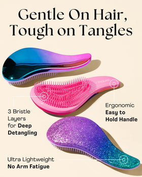 Lily England Detangling Brush in a lifestyle setting