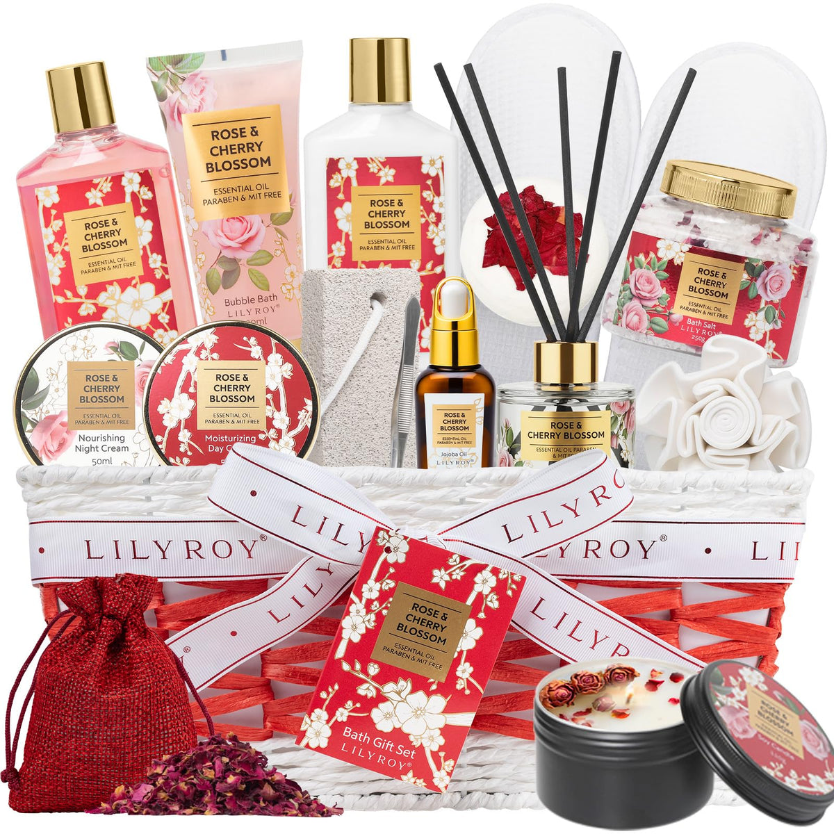 LILY ROY 17-Piece Spa Gift Basket with Shower Gel and Lotion