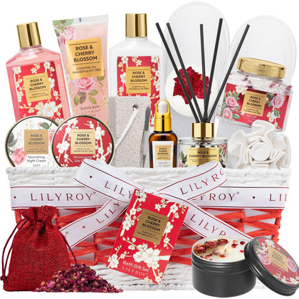 LILY ROY 17-Piece Spa Gift Basket with Shower Gel and Lotion