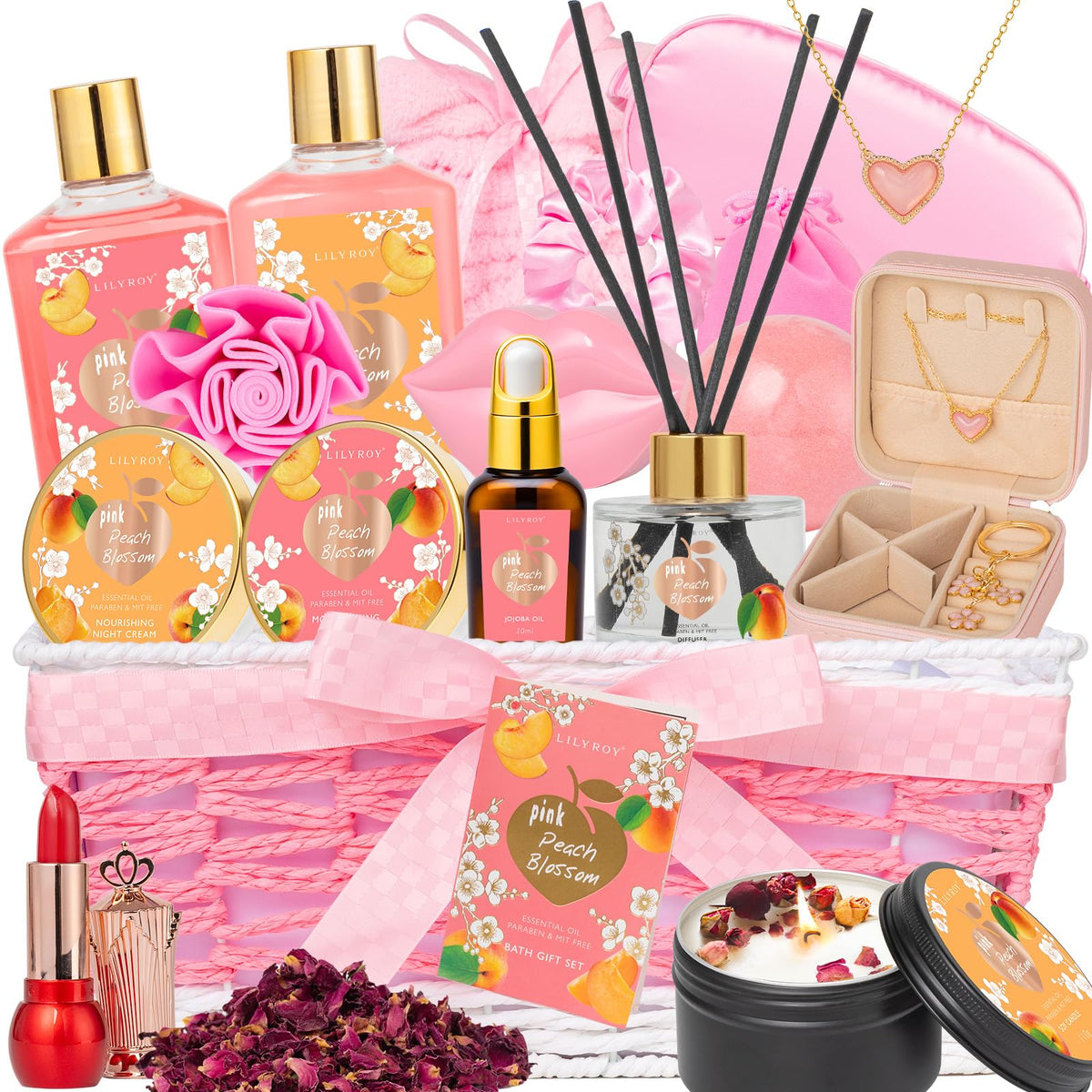 LILY ROY 23-Piece Spa Gift Set in woven basket