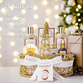 LILY ROY Coconut Spa Gift Basket with shower gel and bubble bath