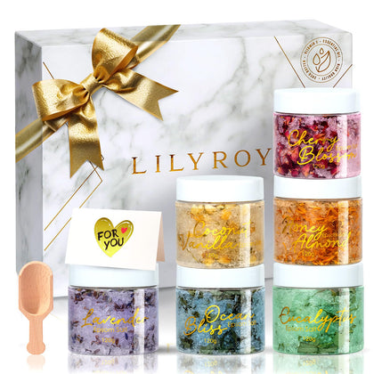 LILY ROY Epsom Salt Gift Set with dried flowers and packaging