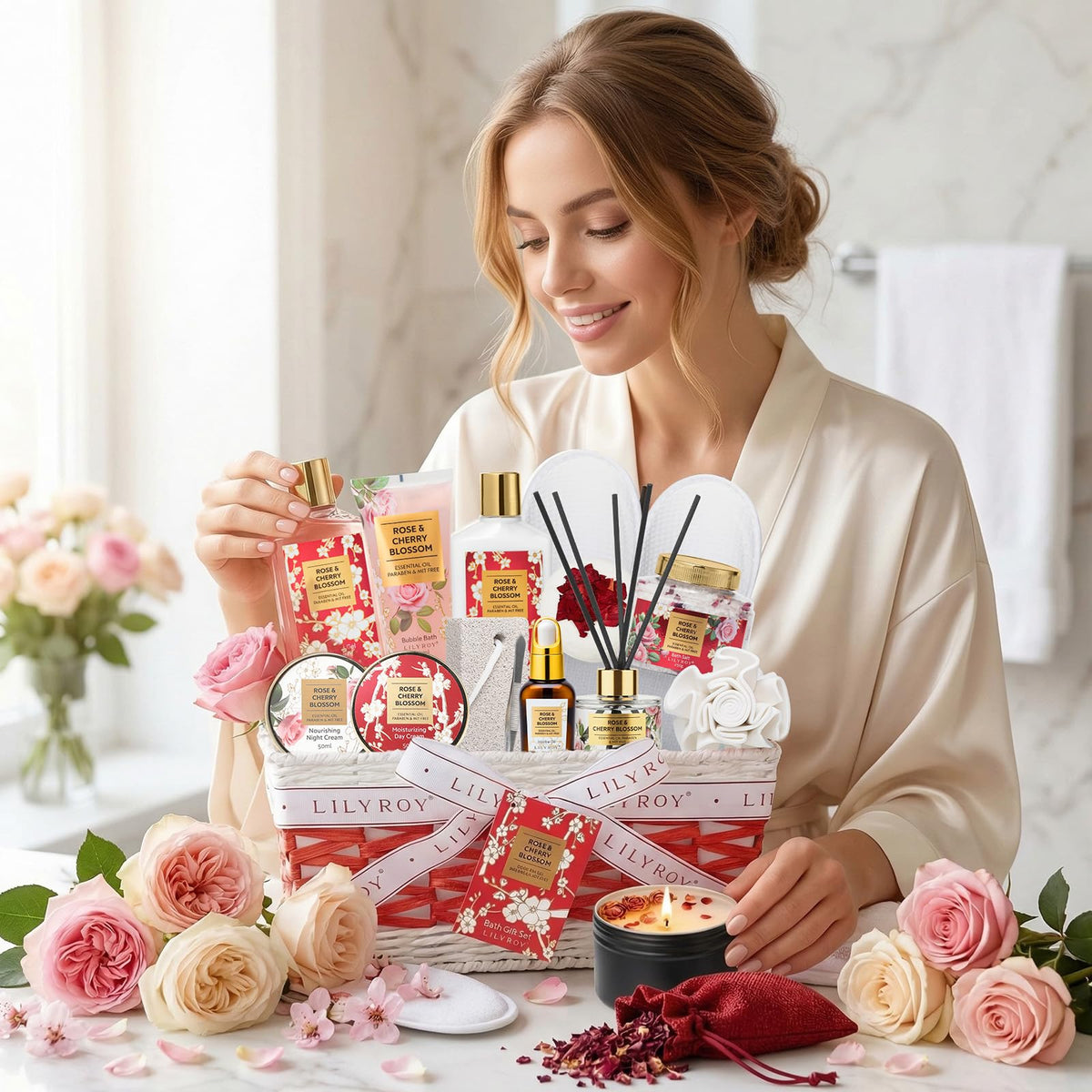 LILY ROY Spa Gift Basket with Day Cream and Night Cream