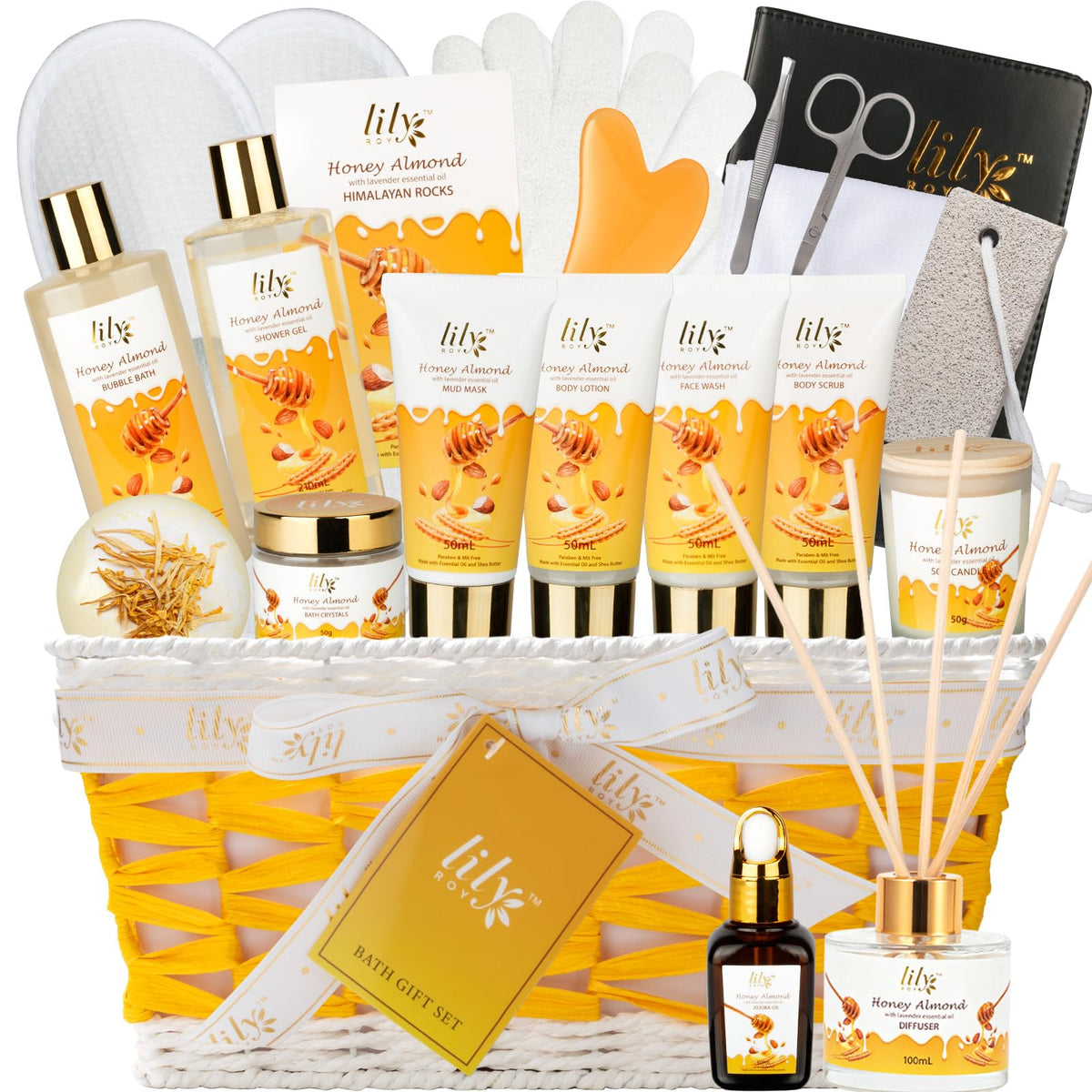 LILY ROY Spa Gift Set 21Pcs with handwoven basket
