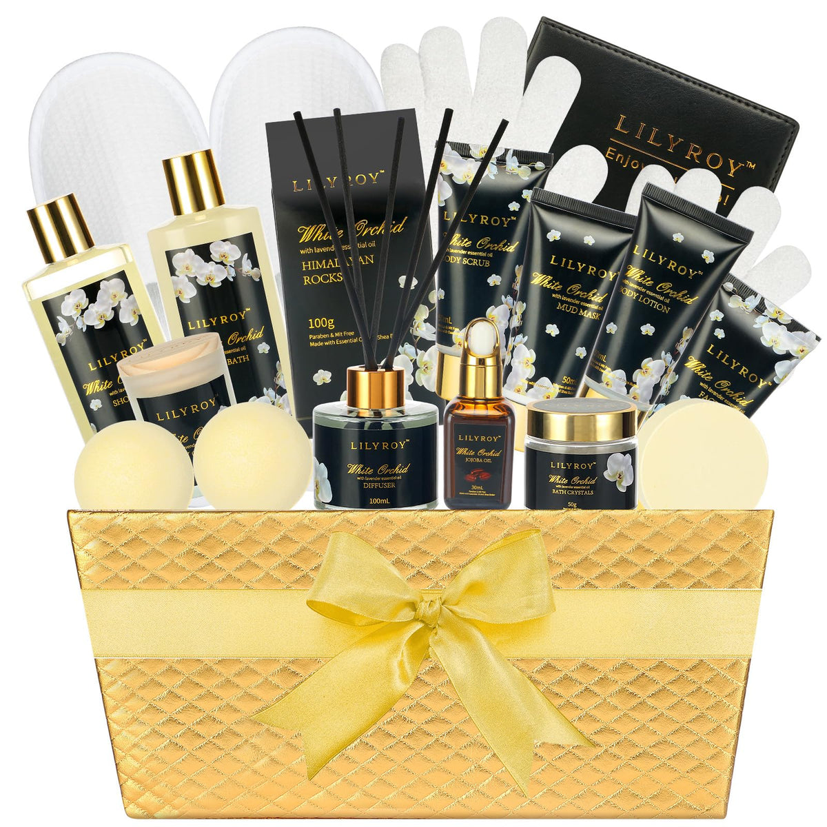 LILY ROY Spa Gifts Set 18Pcs in a handwoven basket