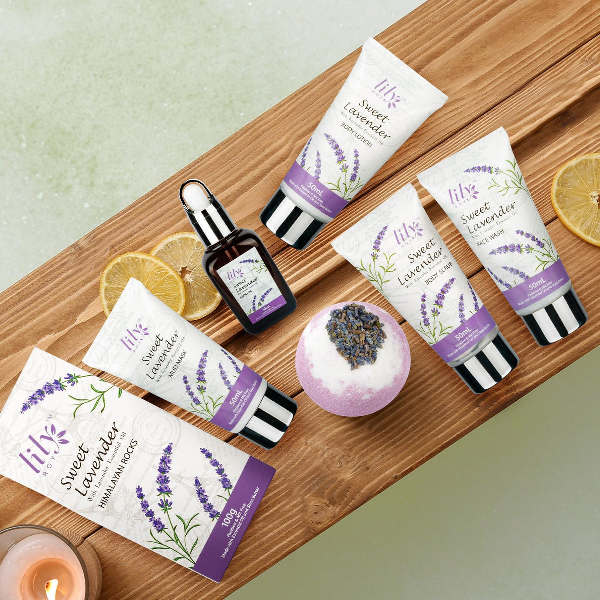 LILY ROY spa products arranged in elegant basket