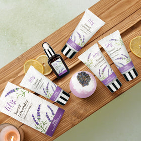 LILY ROY spa products arranged in elegant basket