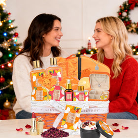 LILY ROY spa skin care kit displayed on vanity