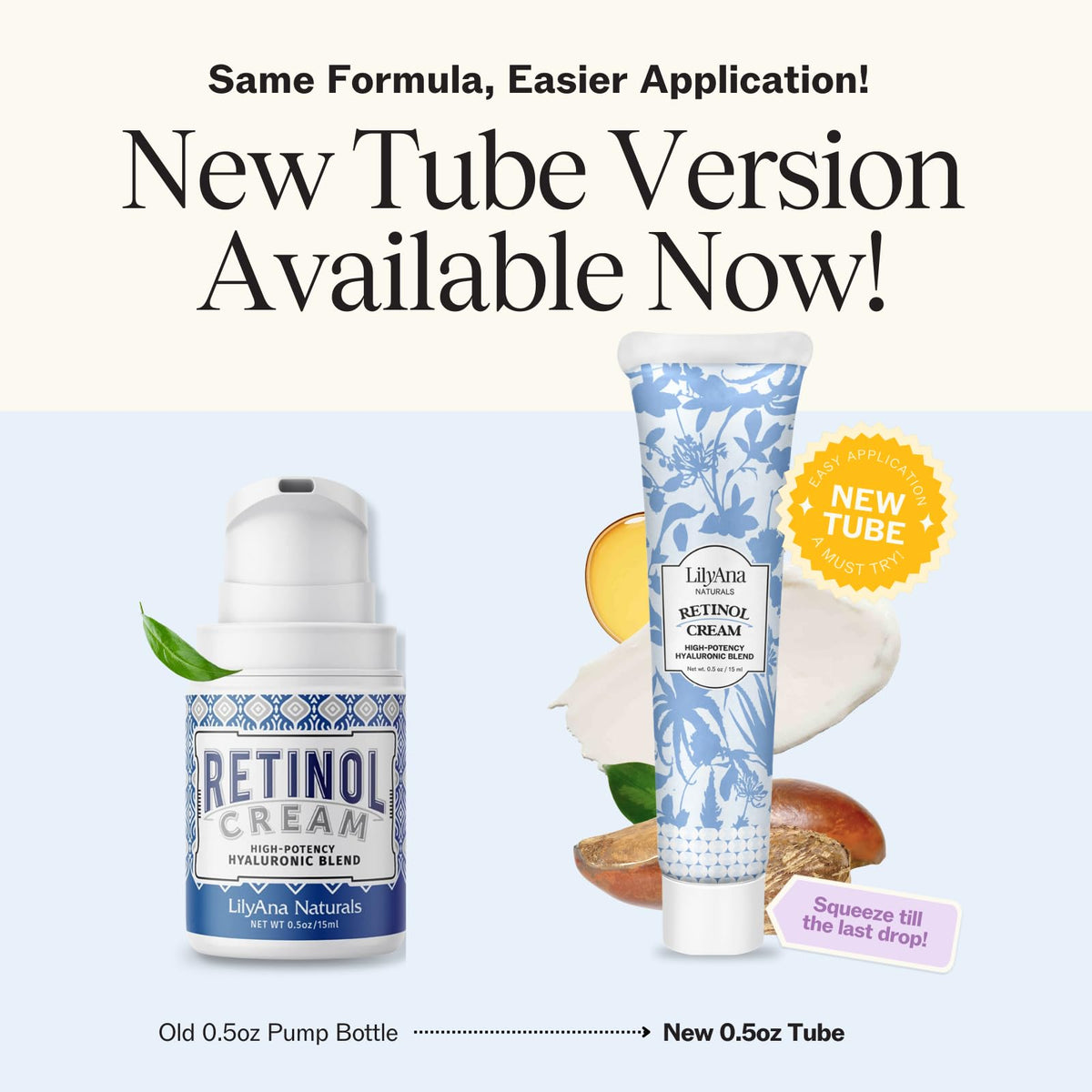 LilyAna Naturals Retinol Cream packaging with ingredients list