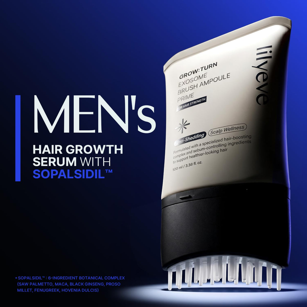 lilyeve GROWTURN Exosome Brush showing built-in scalp brush