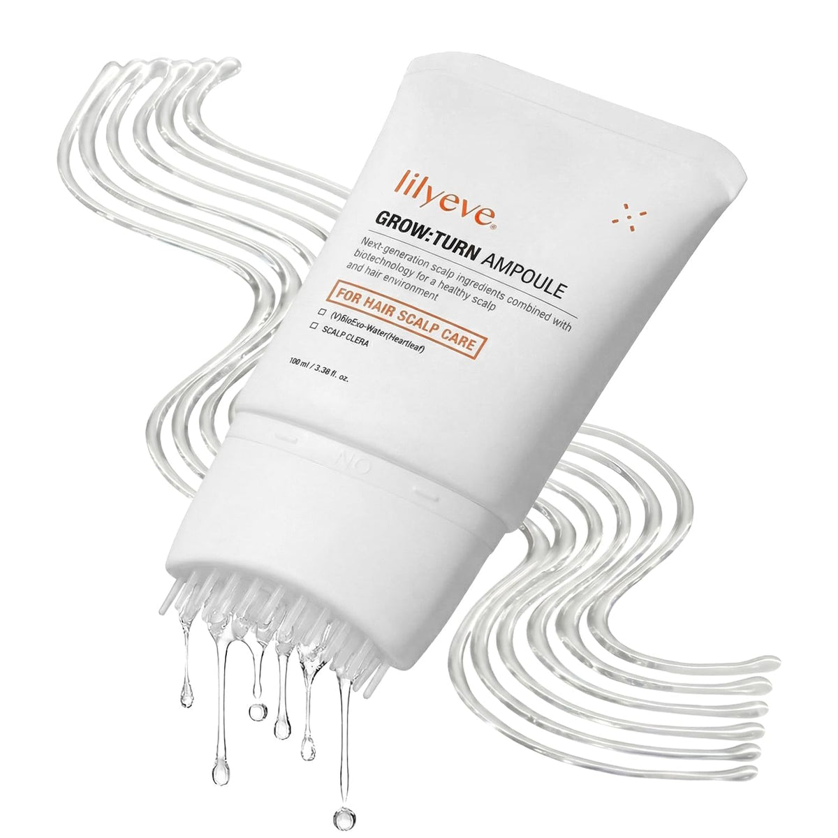 lilyeve GROWTURN Exosome Hair Growth Serum front view with built-in brush