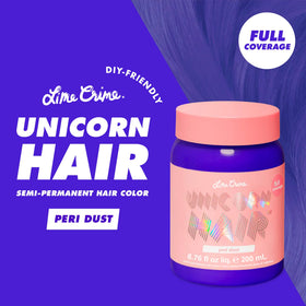 Lime Crime Unicorn Hair Dye Peri Dust packaging showing product details