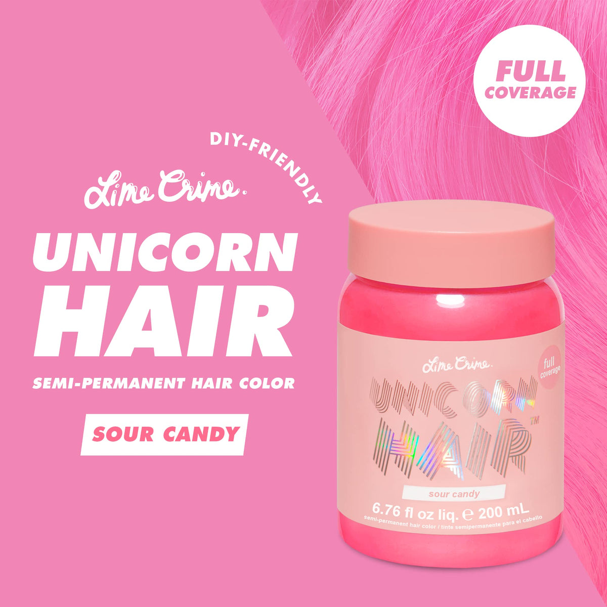 Lime Crime Unicorn Hair Dye Sour Candy packaging side view