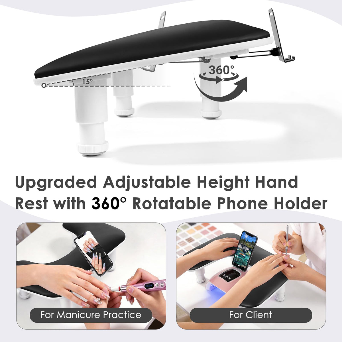 LIONVISON Adjustable Arm Rest side view showing height adjustment