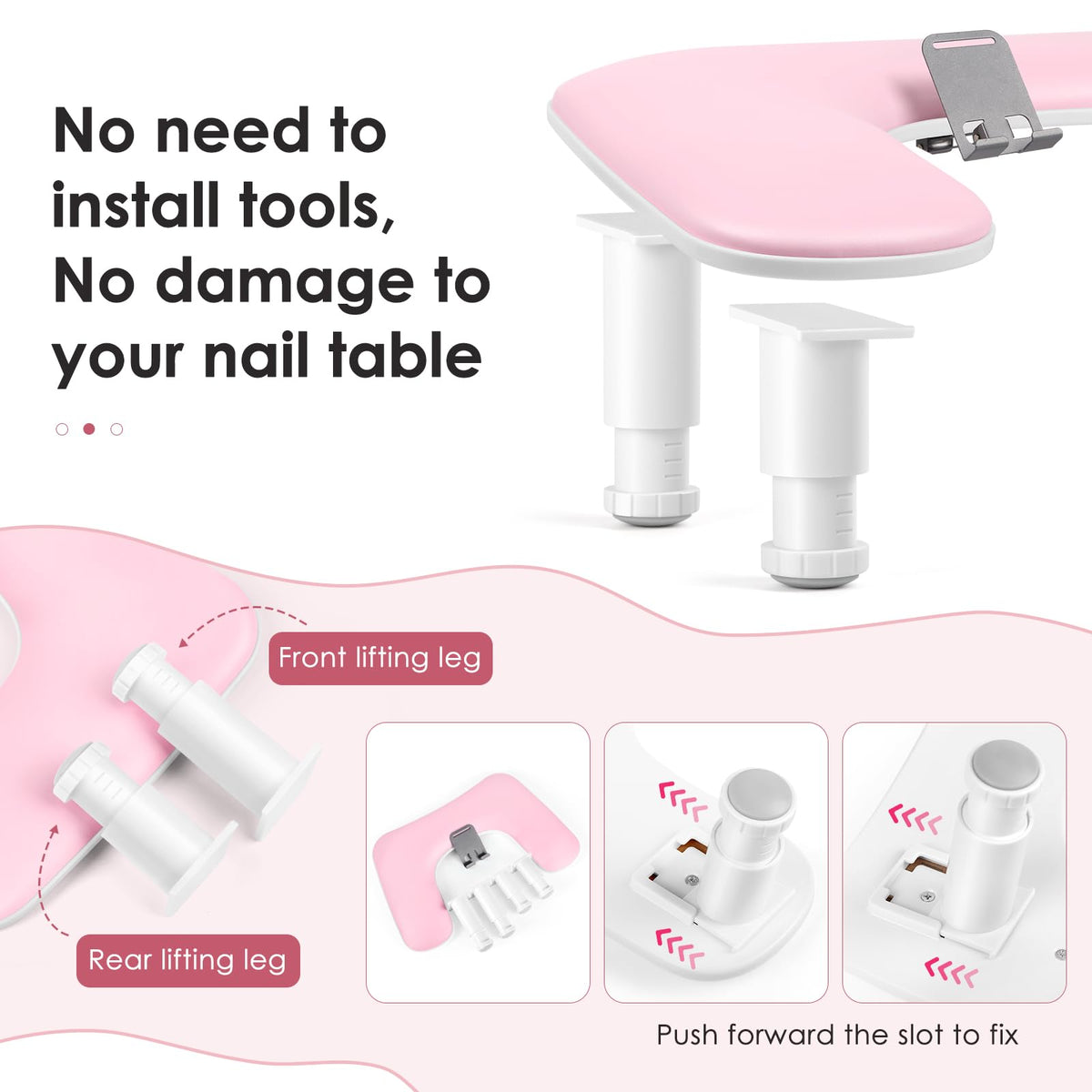 LIONVISON Arm Rest for Nails with silicone anti-slip pads on the bottom