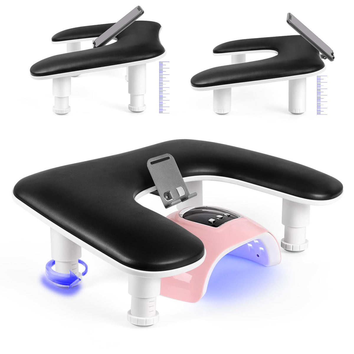 LIONVISON U Shaped Adjustable Arm Rest front view with phone holder