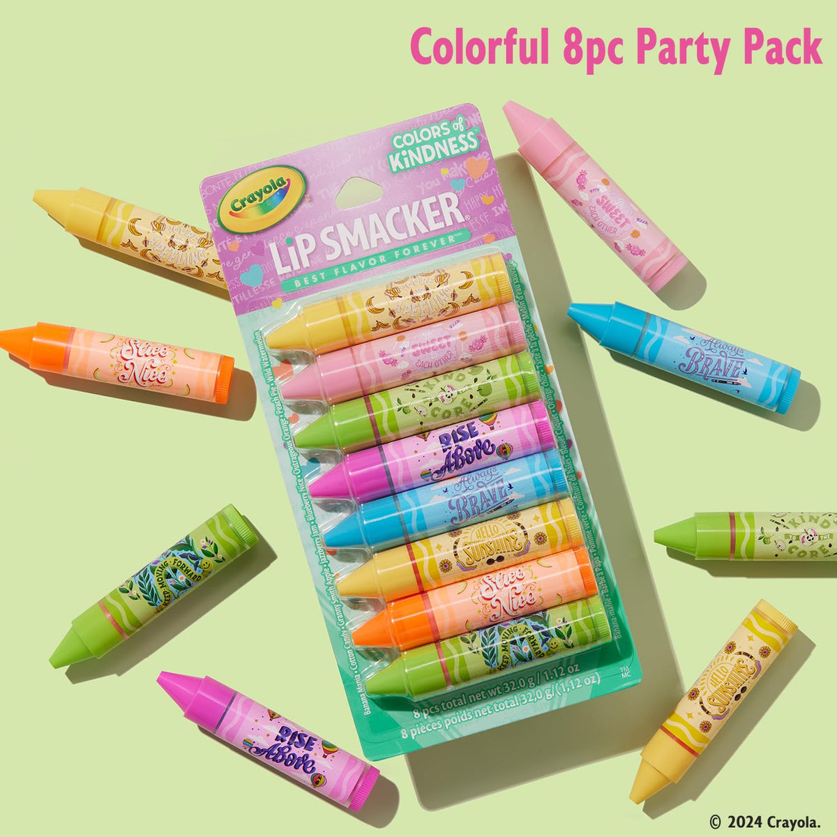 Lip Smacker Crayola Party Pack displayed with flavours visible