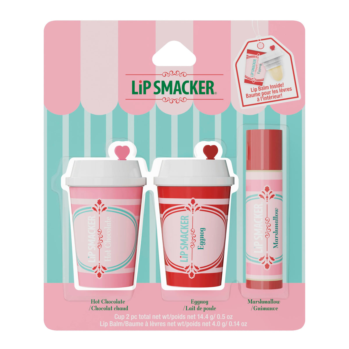Lip Smacker Holiday Café Balm Trio with festive frappe cup designs