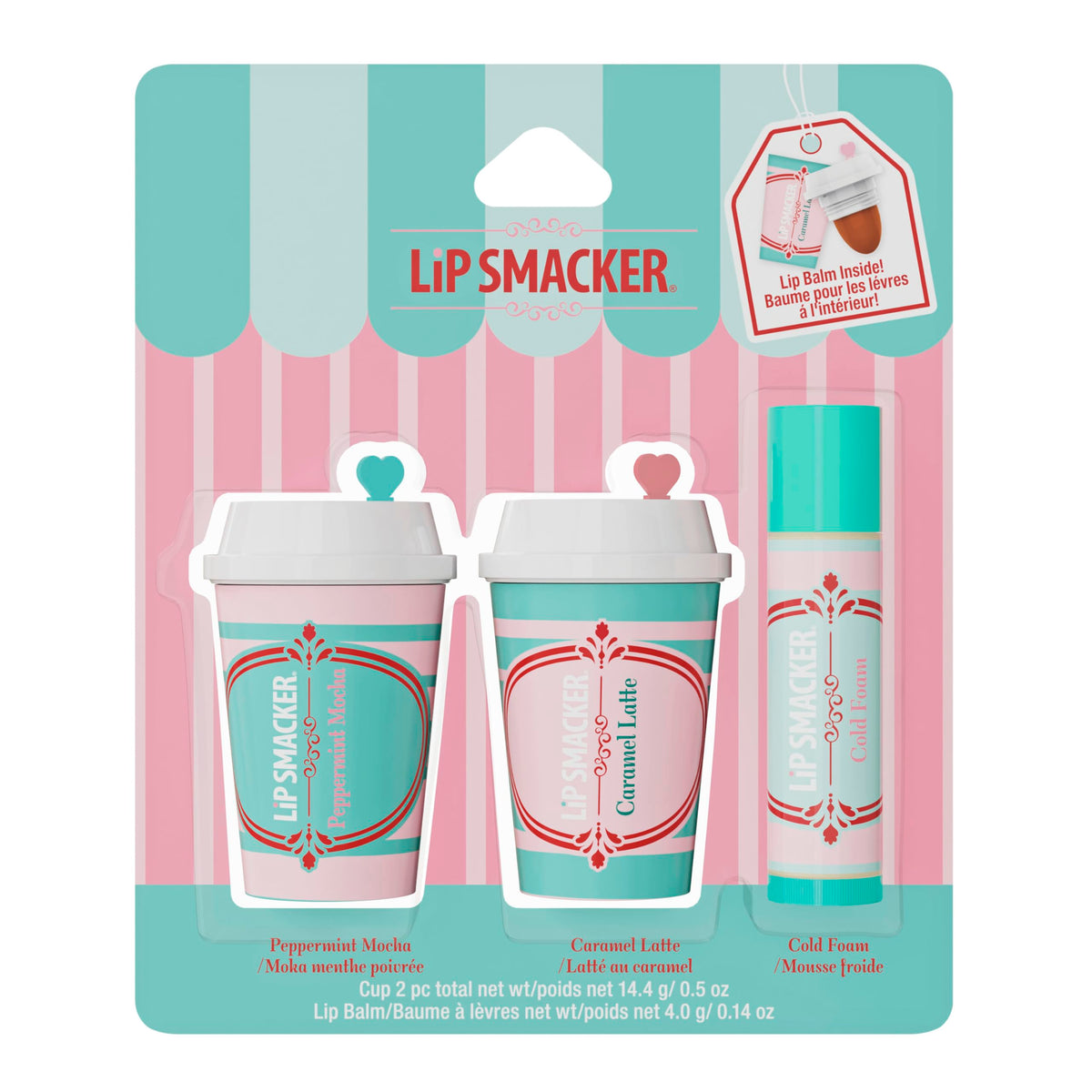 Lip Smacker Holiday Café Lip Balm Trio with festive frappe cup designs