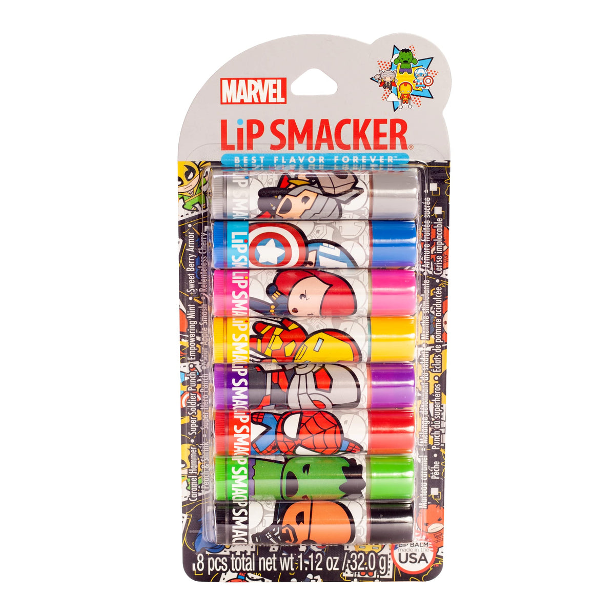 Lip Smacker Marvel Avenger Flavored Lip Balm Party Pack front view