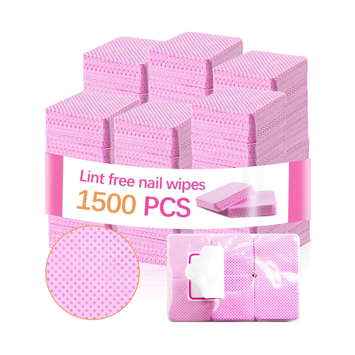 lipetol Lint Free Nail Wipes 1500 pcs pink packaging