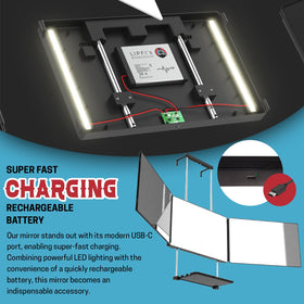 LIPFISBARBERSHOP.COM 3-Way LED Mirror demonstrating 360 view