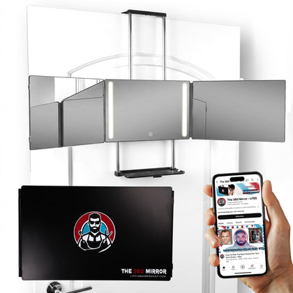 LIPFISBARBERSHOP.COM 3-Way LED Mirror front view with integrated lighting