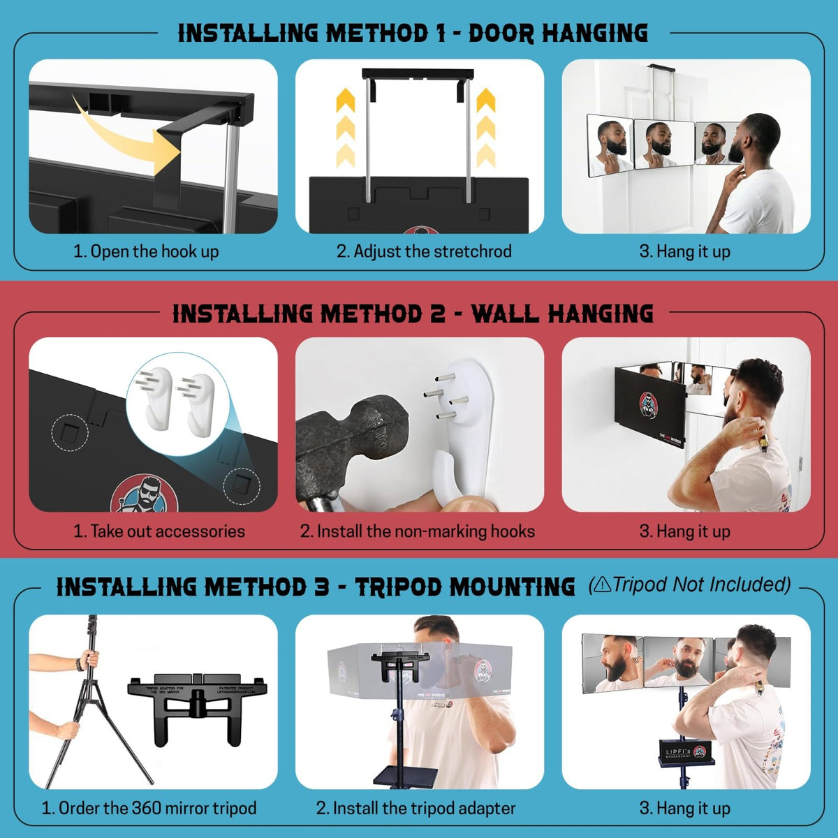 LIPFISBARBERSHOP.COM 360 Mirror tutorial guide included