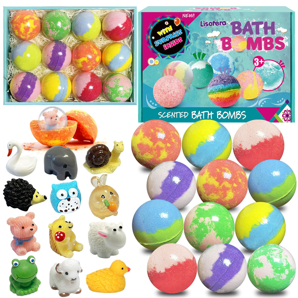 Lisotera Bath Bombs for Kids in assorted colours and scents