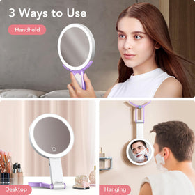 LitBear Travel Makeup Mirror side view showcasing compact design