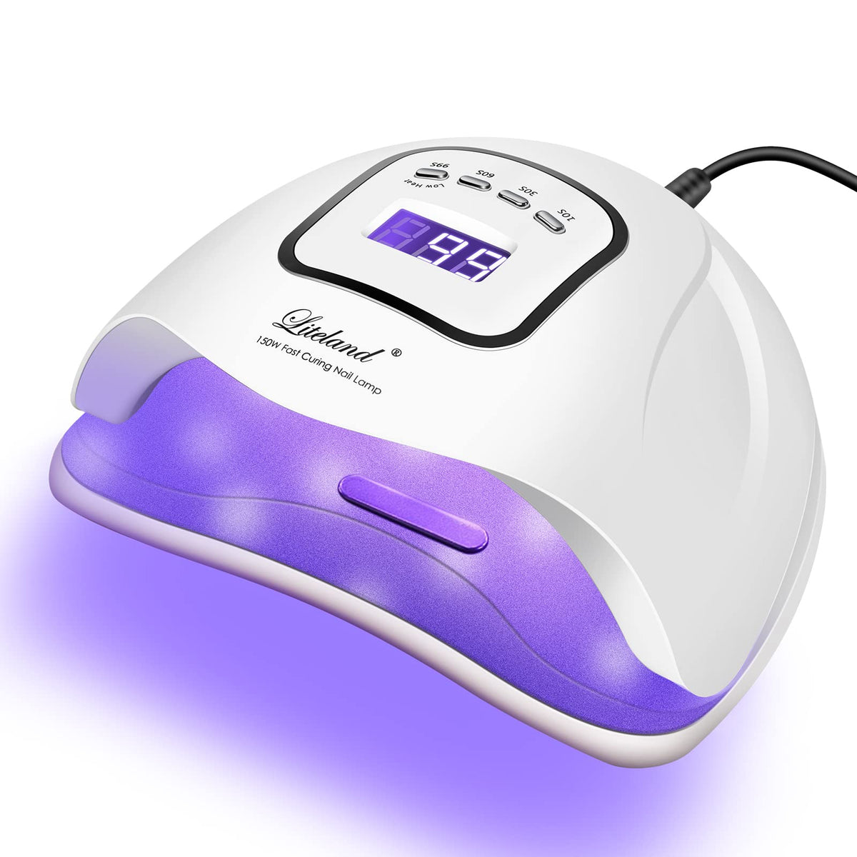 Liteland UV Gel Nail Lamp front view with adjustable timer settings