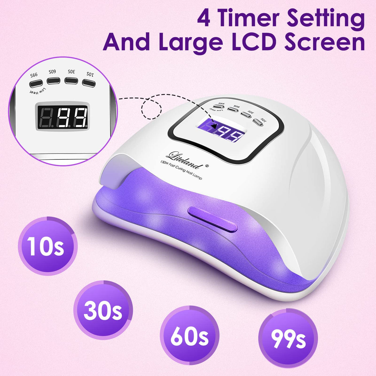 Liteland UV Gel Nail Lamp showing spacious interior for two hands