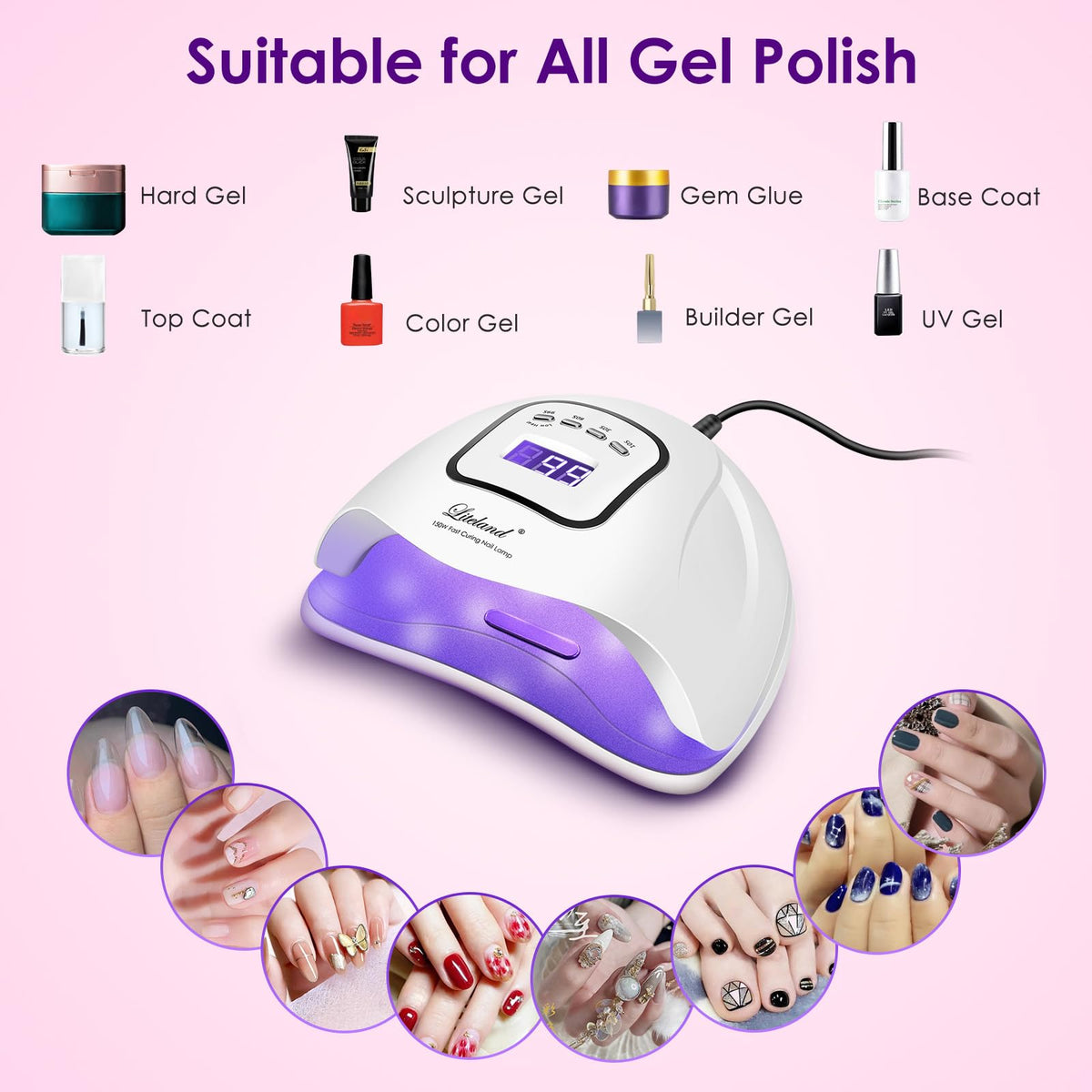 Liteland UV Gel Nail Lamp side view highlighting infrared smart sensor