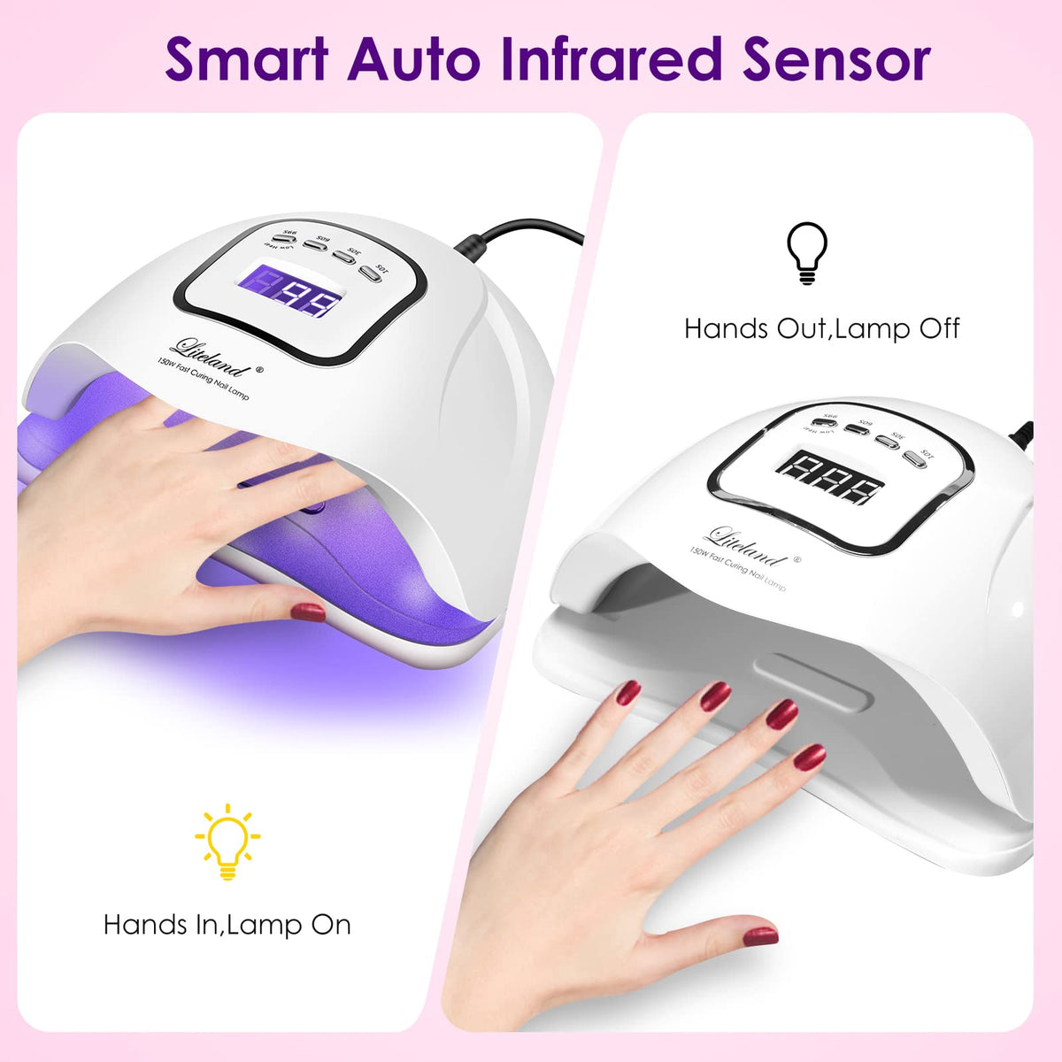 Liteland UV Gel Nail Lamp with handle for easy portability