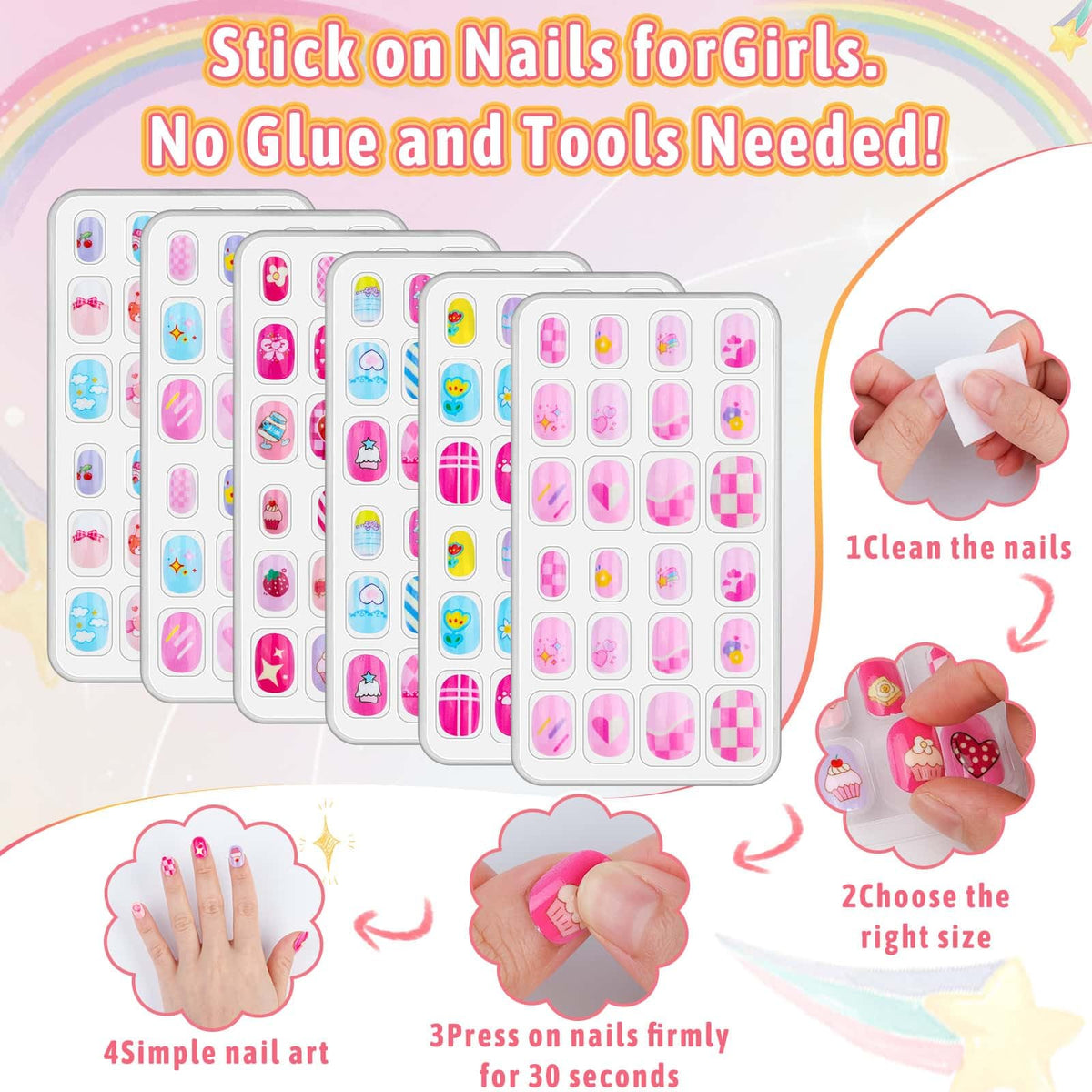 Little girl applying Thrilez fake nails