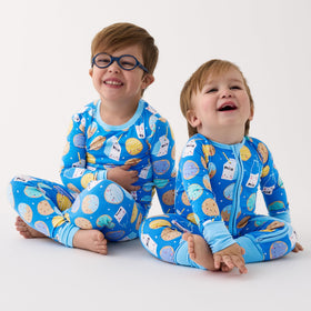 Little Sleepies Kids Pajama Set Blue Cookies & Milk back view