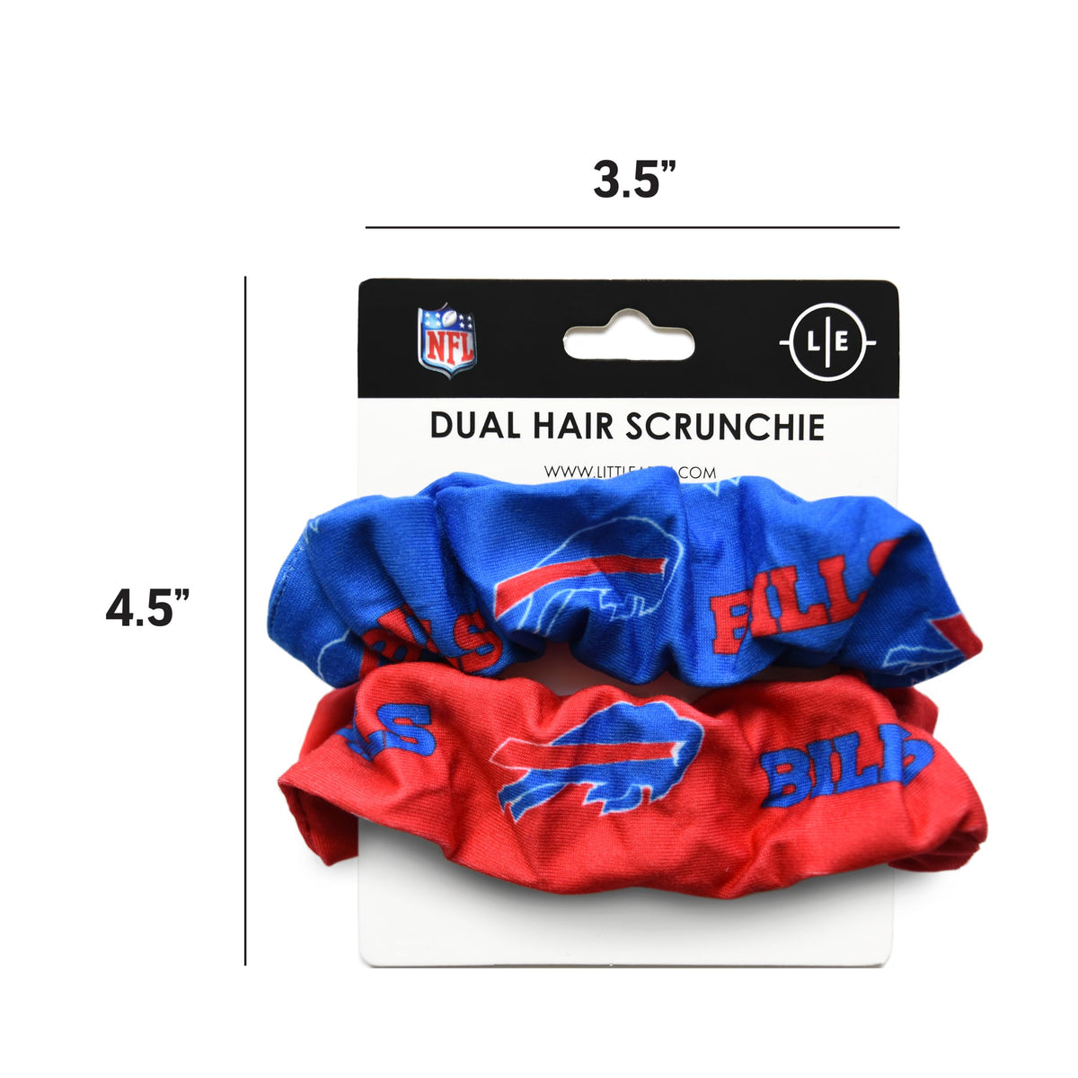 Littlearth NFL Buffalo Bills scrunchies displayed on a hair styling surface