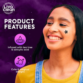 LivaClean Black Star Pimple Patches displayed on a vanity