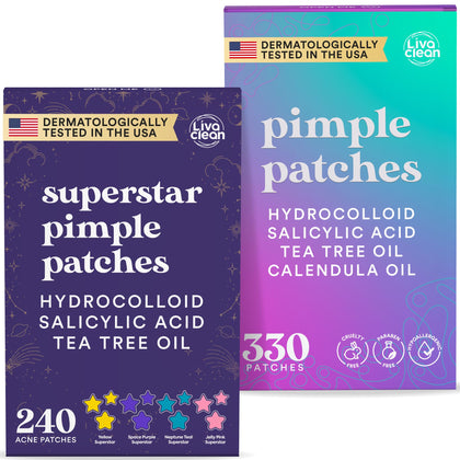 LivaClean star pimple patches bundle with colourful star designs