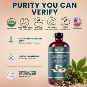Live Fraiche Castor Oil 789g glass bottle side view