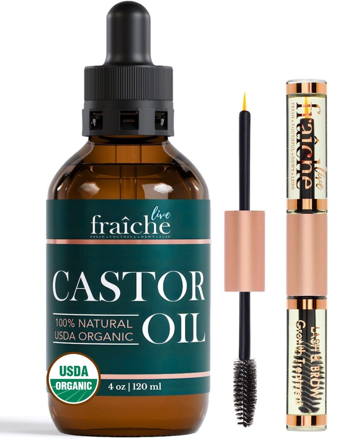 Live Fraiche Cold Pressed Organic Castor Oil 259g front view