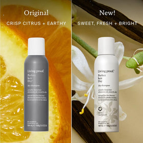 Living Proof Dry Shampoo 5.5 oz with warm vanilla scent label