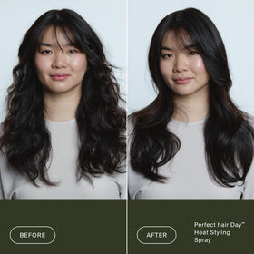 Living Proof Perfect Hair Day Heat Styling Spray being applied to hair