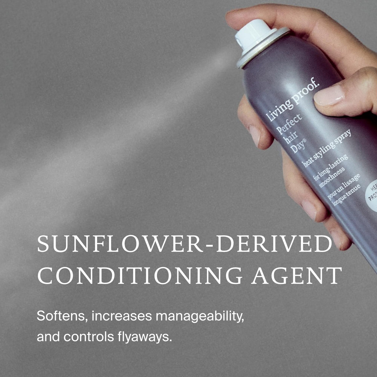 Living Proof Perfect Hair Day Heat Styling Spray label close-up