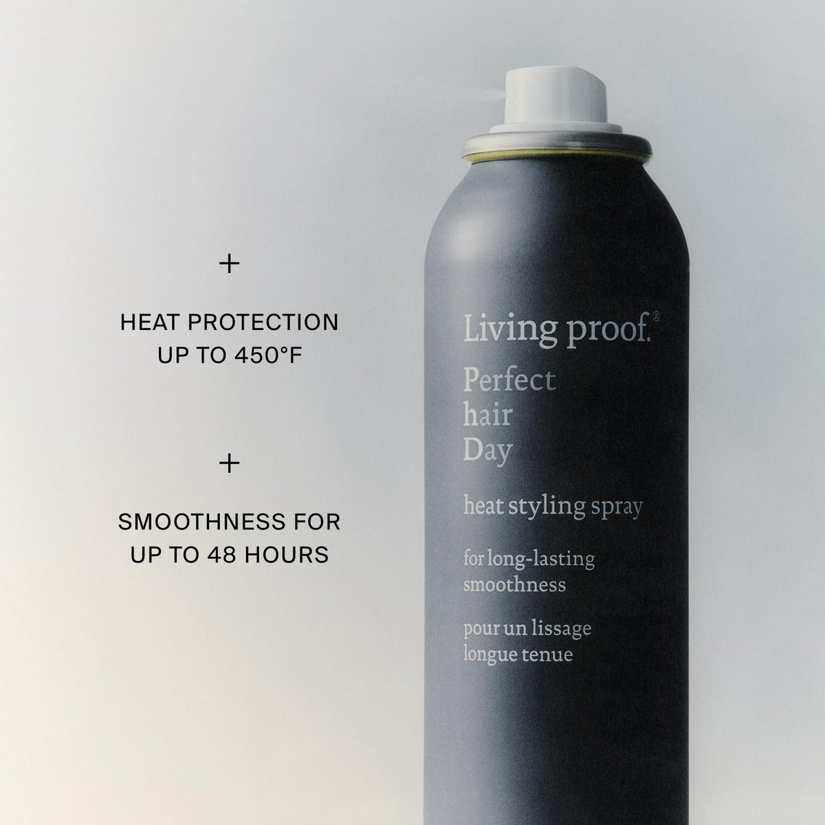 Living Proof Perfect Hair Day Heat Styling Spray side view showing packaging