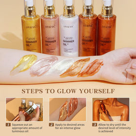 LIYALAN Shimmer Body Oil Bronze Gold on skin