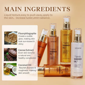 LIYALAN Shimmer Body Oil Bronze Gold swatch on skin